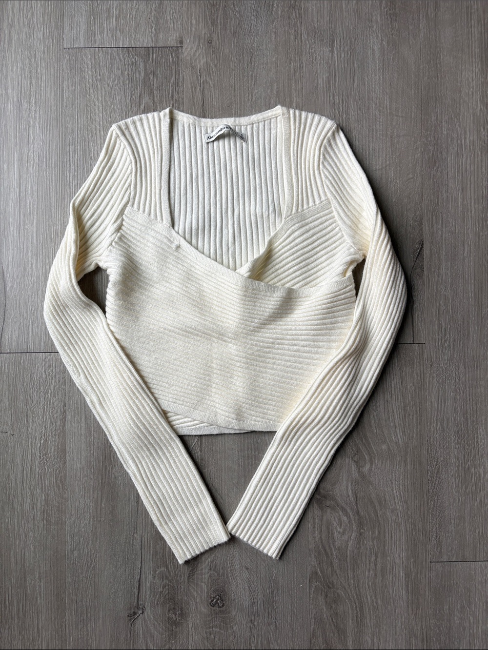 Abercrombie & Fitch Cream Ribbed Wrap Sweater